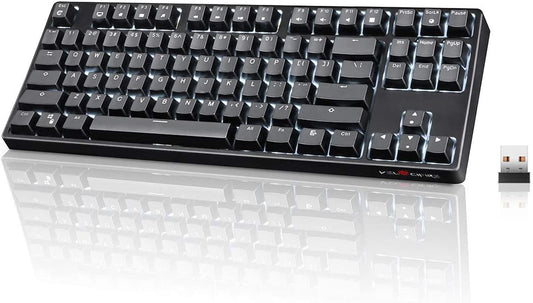 Wireless keyboard, with brown switches and LED backlight