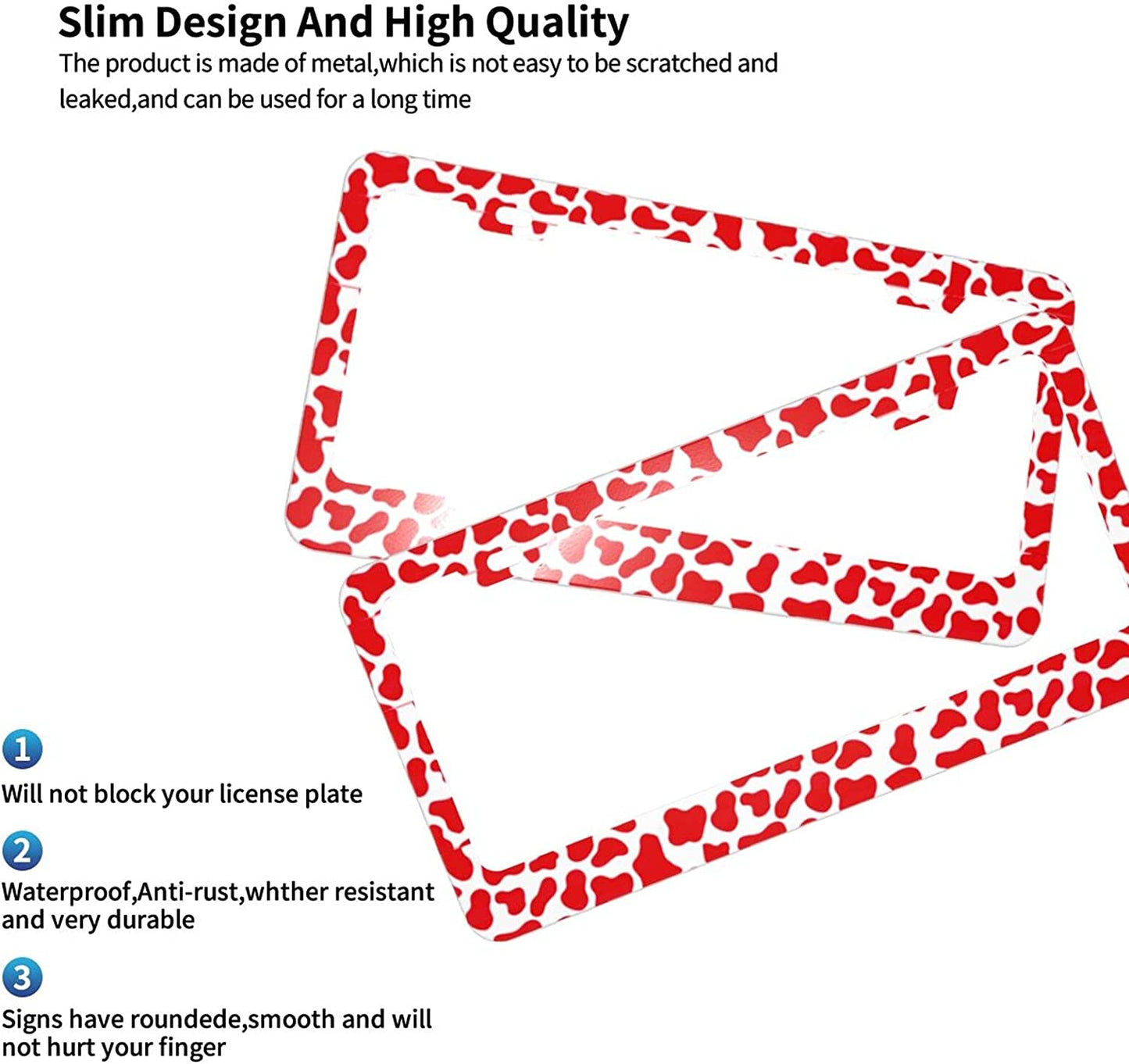 Cow Print License Plate Frame, pack 2