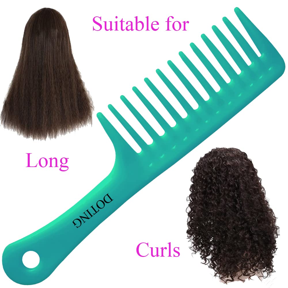 Wide tooth comb for curly hair, (green)