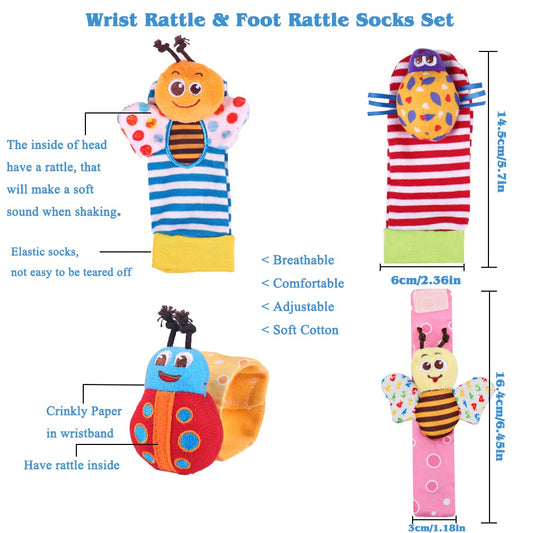 wrist rattle toys, Color: 4PCS-Style 1