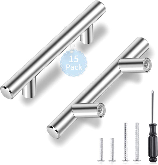 15-Pack 5" Stainless Steel Cabinet Pulls (silver)