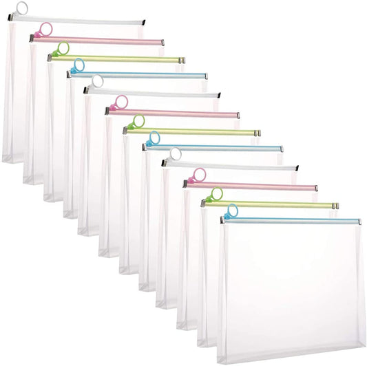 9x12 Clear Plastic Zip Envelopes - Pack of 12