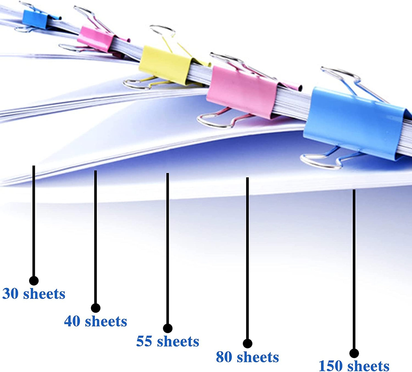 Paper clips, various sizes, ideal for office supplies, 100 pcs