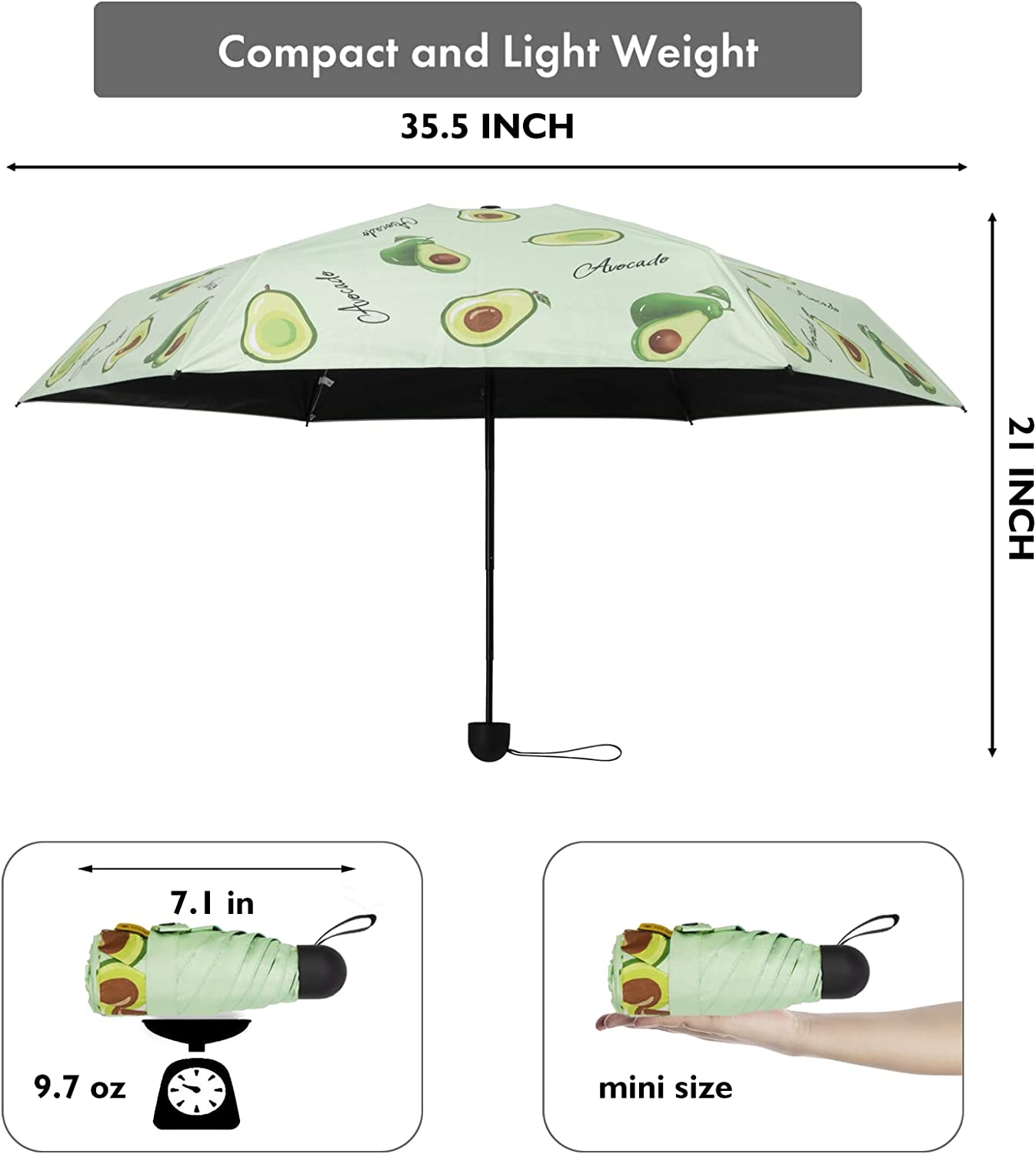 Mini Portable Windproof Travel Umbrella, Color: Avocado Green