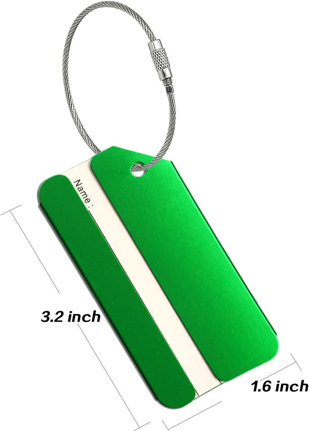 Aluminum Travel Luggage Identifier Tags, (Pack of 2, Green)