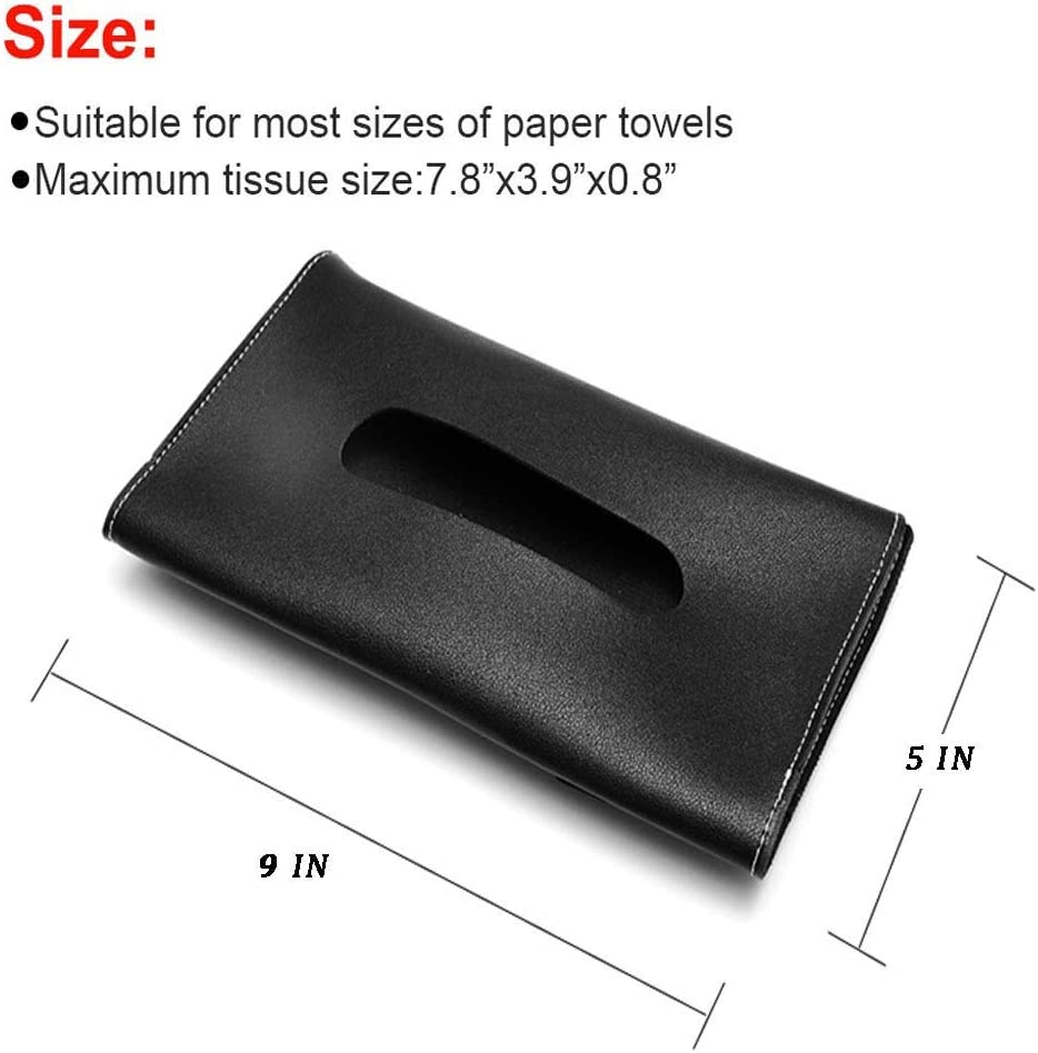 Car tissue holder, leatherette (Color: Black)