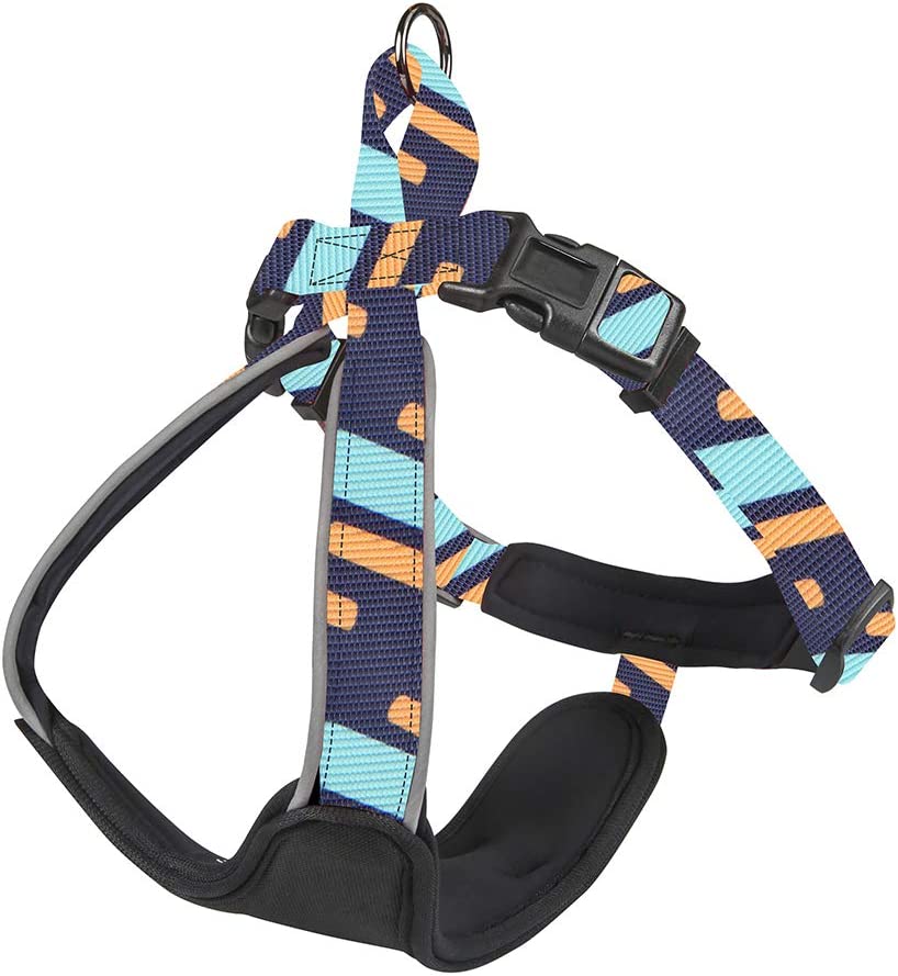 reflective harness for pets, color blue-yellow stripes (S)