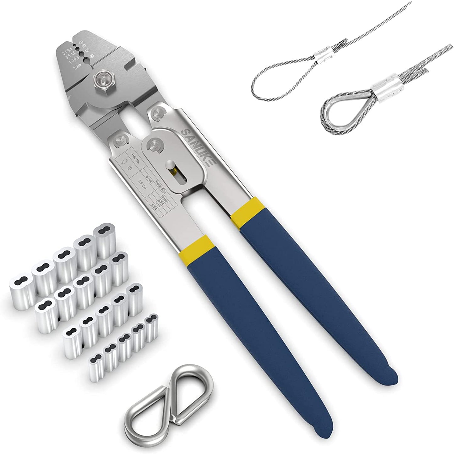 160 Steel cable crimping tool Crimps cables up to 2.2 mm