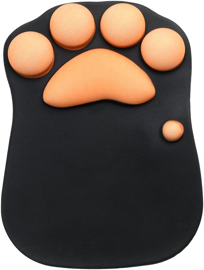 Cat Paw Pattern Mouse Pad (10.7 x 7.8 x 0.9 inches) (Black)