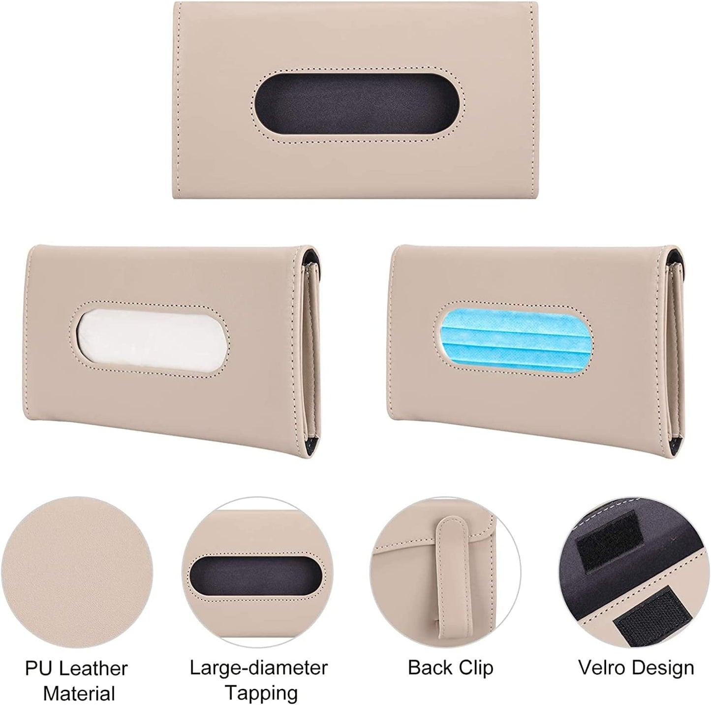 Car tissue holder for sun visor, (Color: beige 2 pcs)