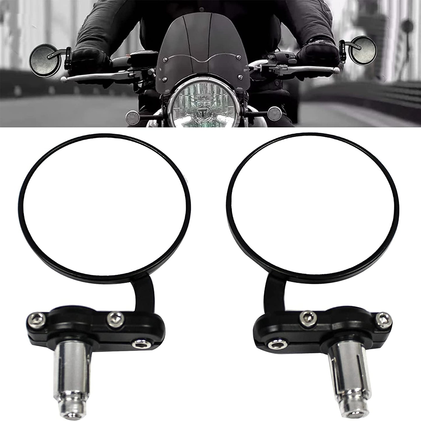 7/8" 22mm Motorcycle Rearview Mirrors (Black)