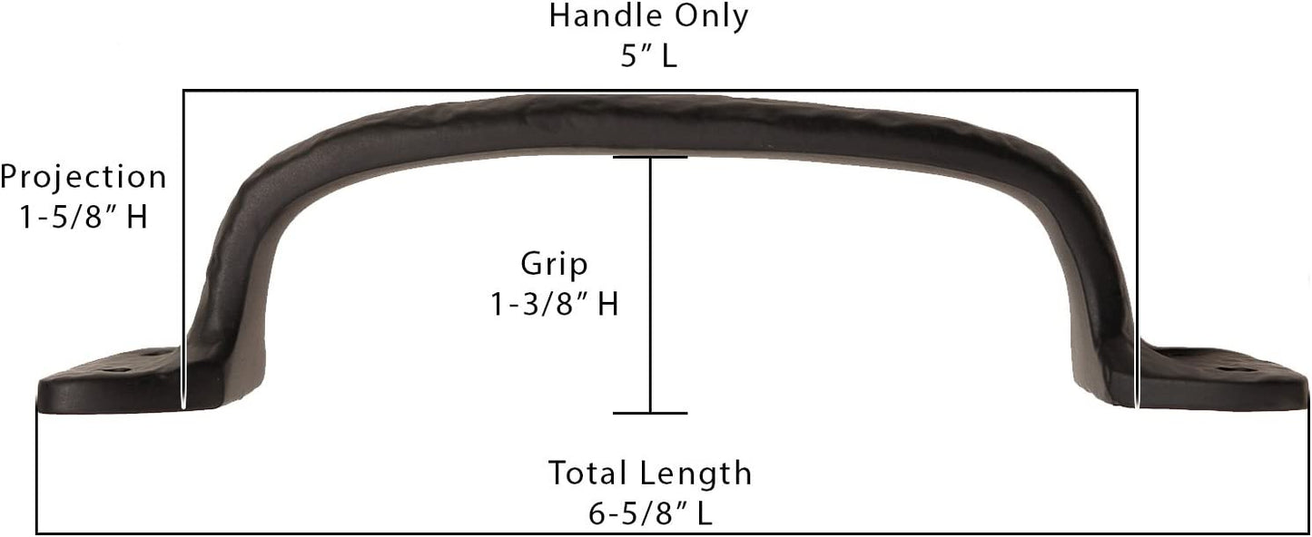 Grab Handle - Solid Cast Iron, 6-1/2", (Color: Black)