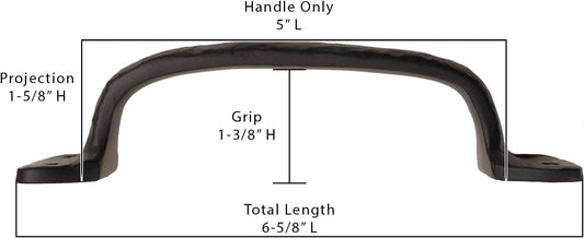 Grab Handle - Solid Cast Iron, 6-1/2", (Color: Black)