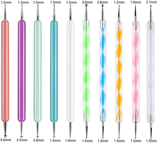 10 Pieces Nail Art Dotting Tool Set