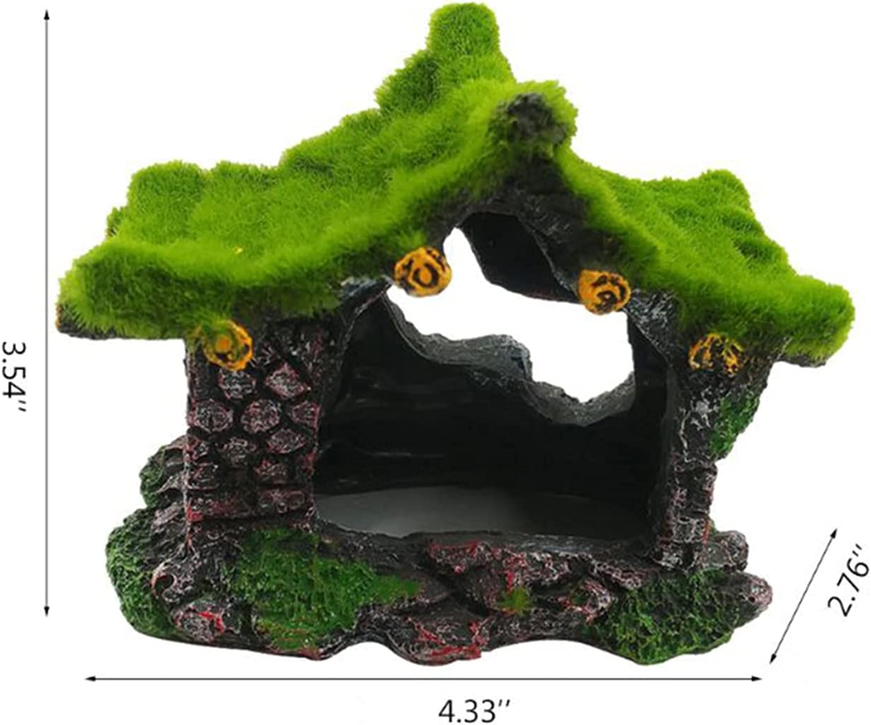 House with realistic moss, fish tank decoration