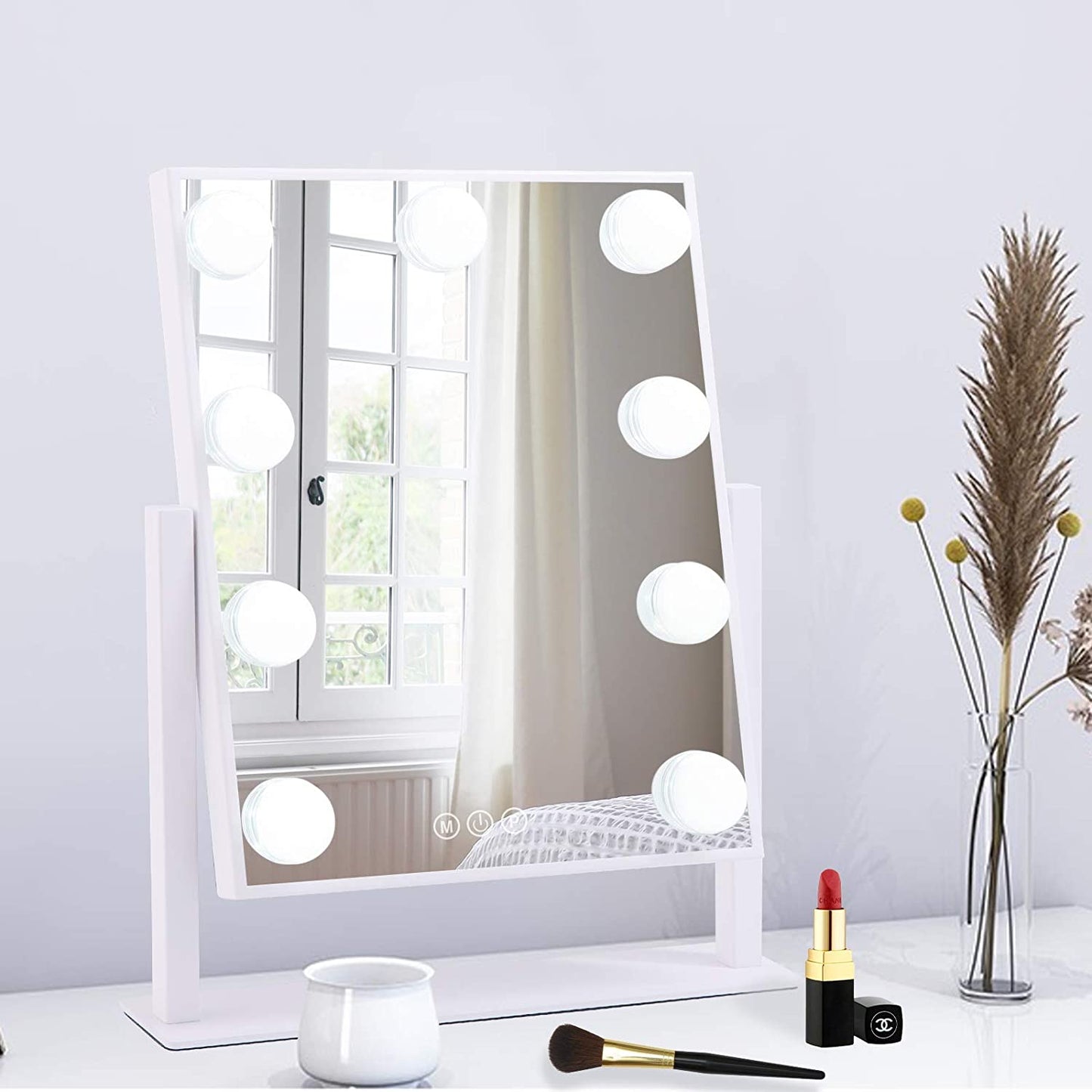 3-Light Illuminated Mirror, Touch Control Design, White.