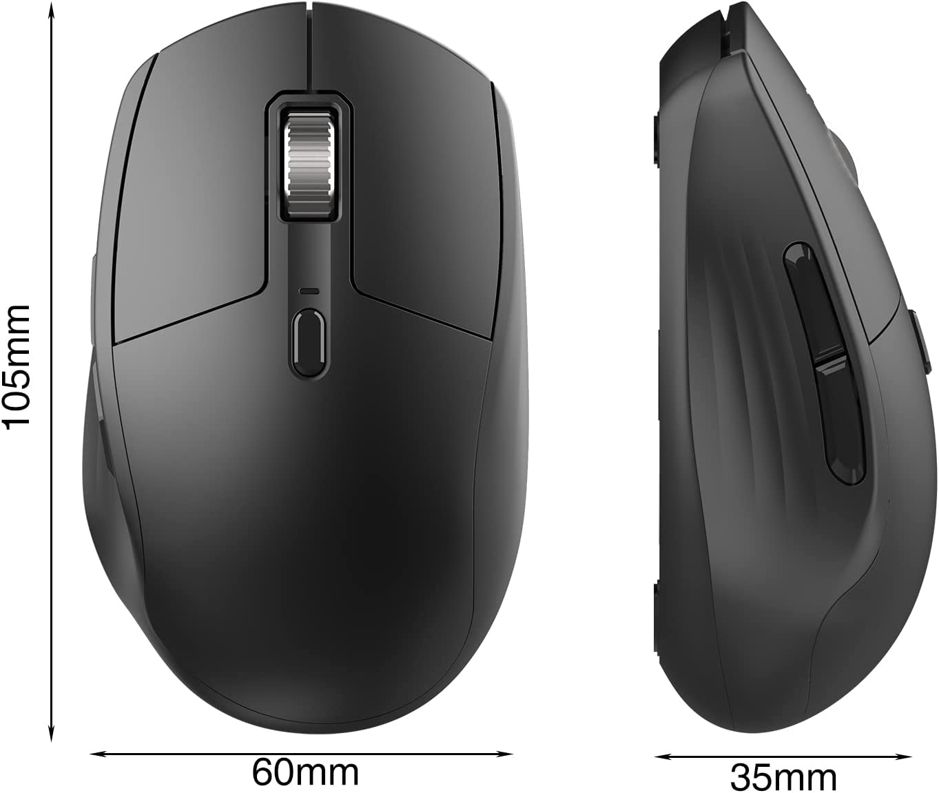 Slim and Silent Wireless Mouse with USB Receiver, (Color: Black)