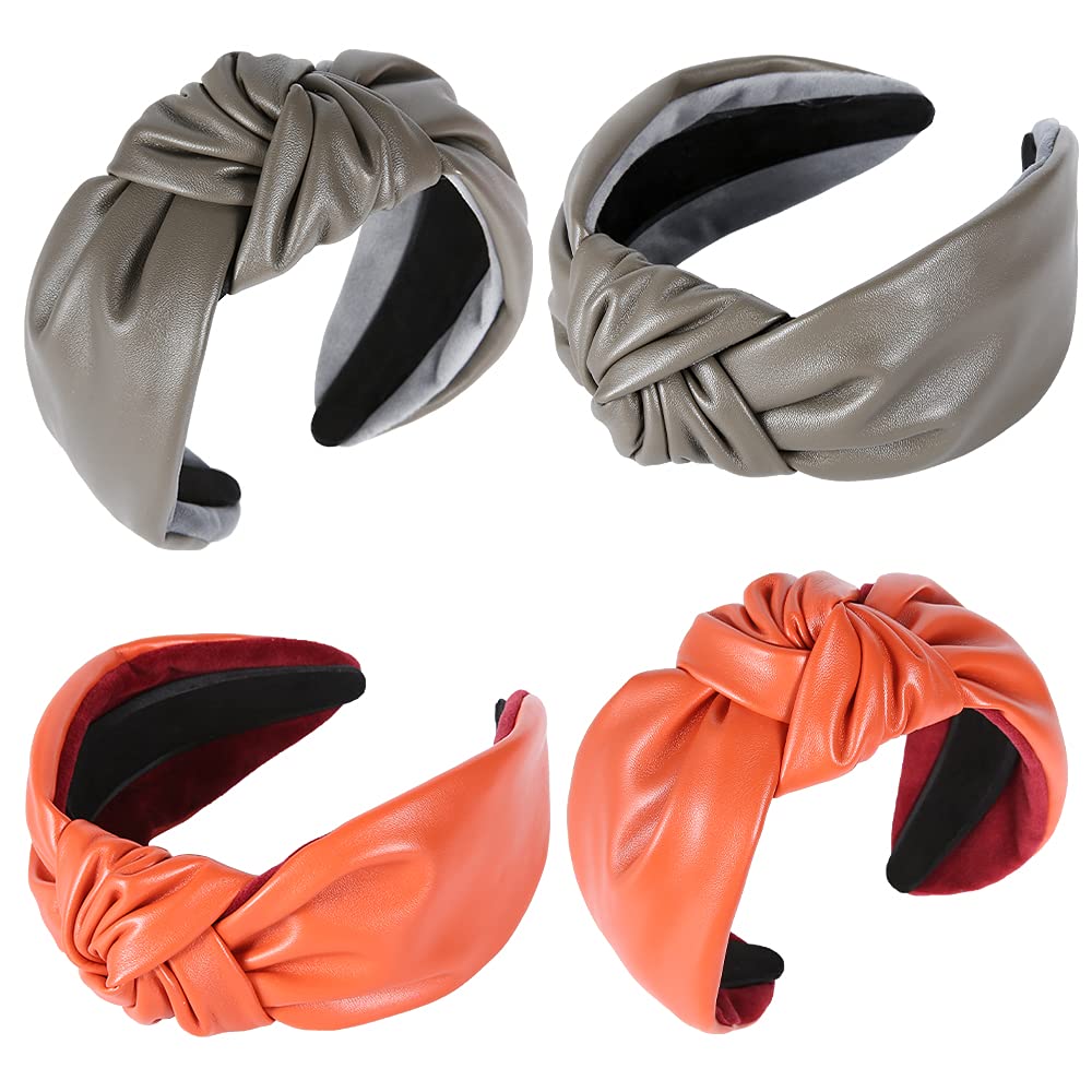 2 Pieces Wide Leather Hair Bands for Women