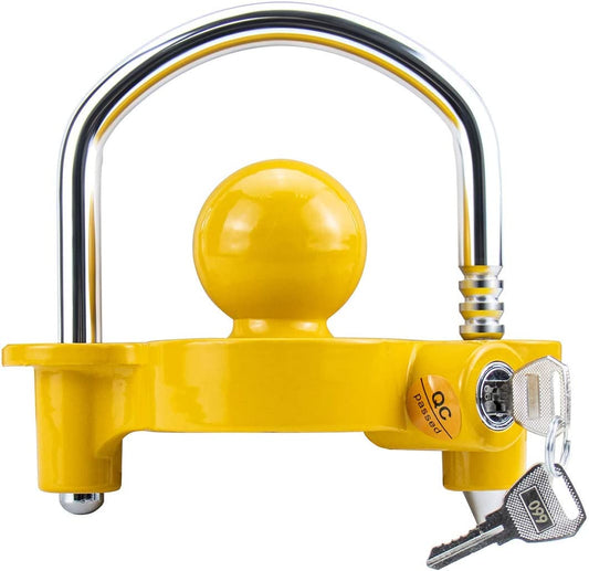 Universal Fit Trailer Coupler Ball Lock, (Yellow)