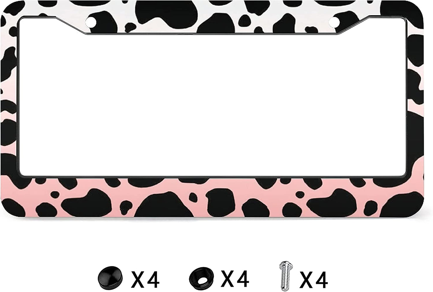 Pink Gradient Cow Print License Plate Frame 12" x 6"