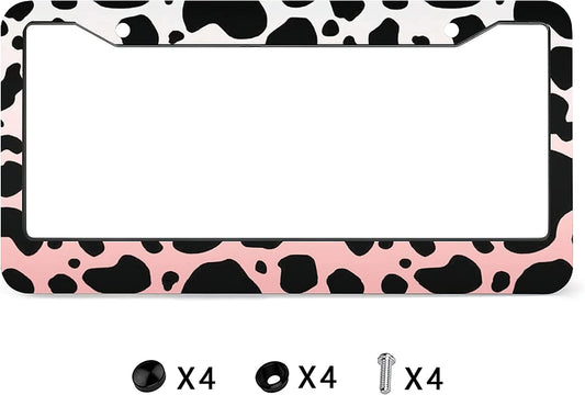 Pink Gradient Cow Print License Plate Frame 12" x 6"