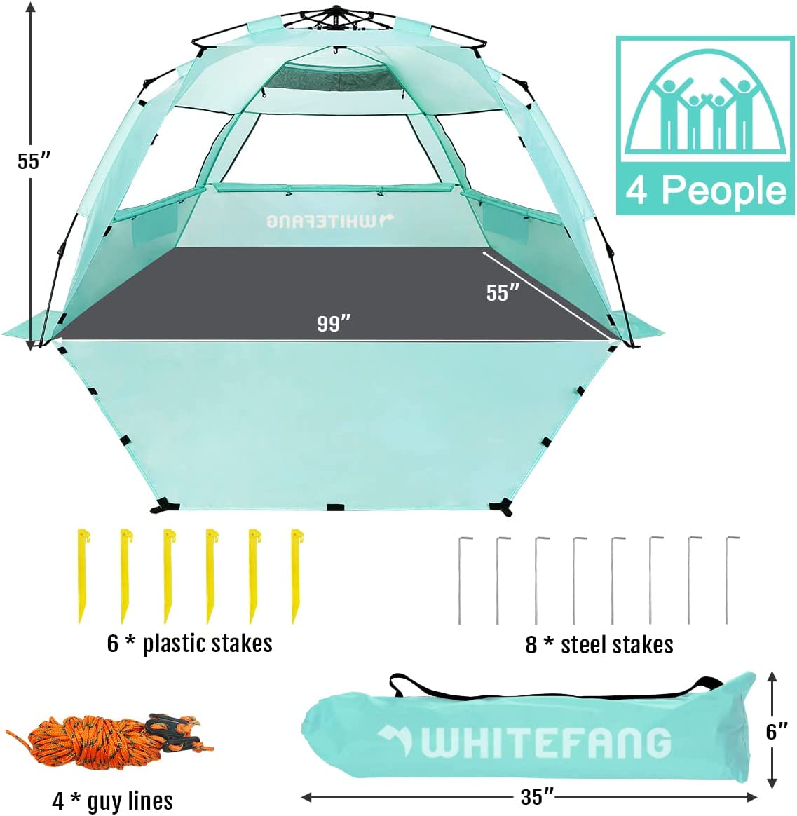 XL Pop Up Beach Tent, Color Mint Green