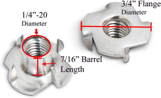 Stainless Steel T-Nuts, 1/4"-20 Inch