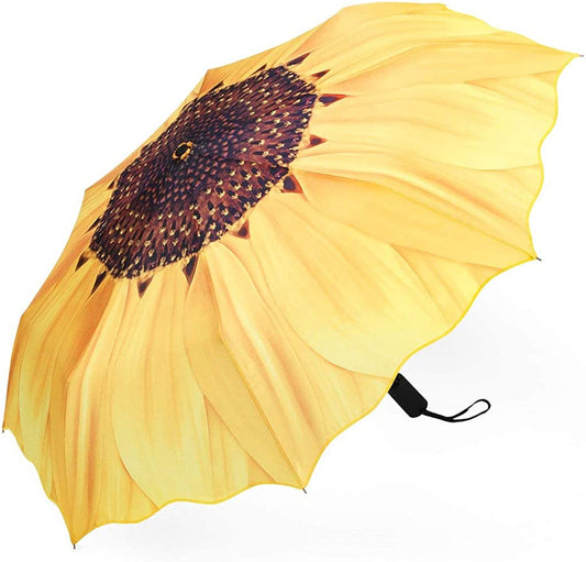 60 MPH Compact Travel Umbrella - Auto Open/Close (Sunflower)