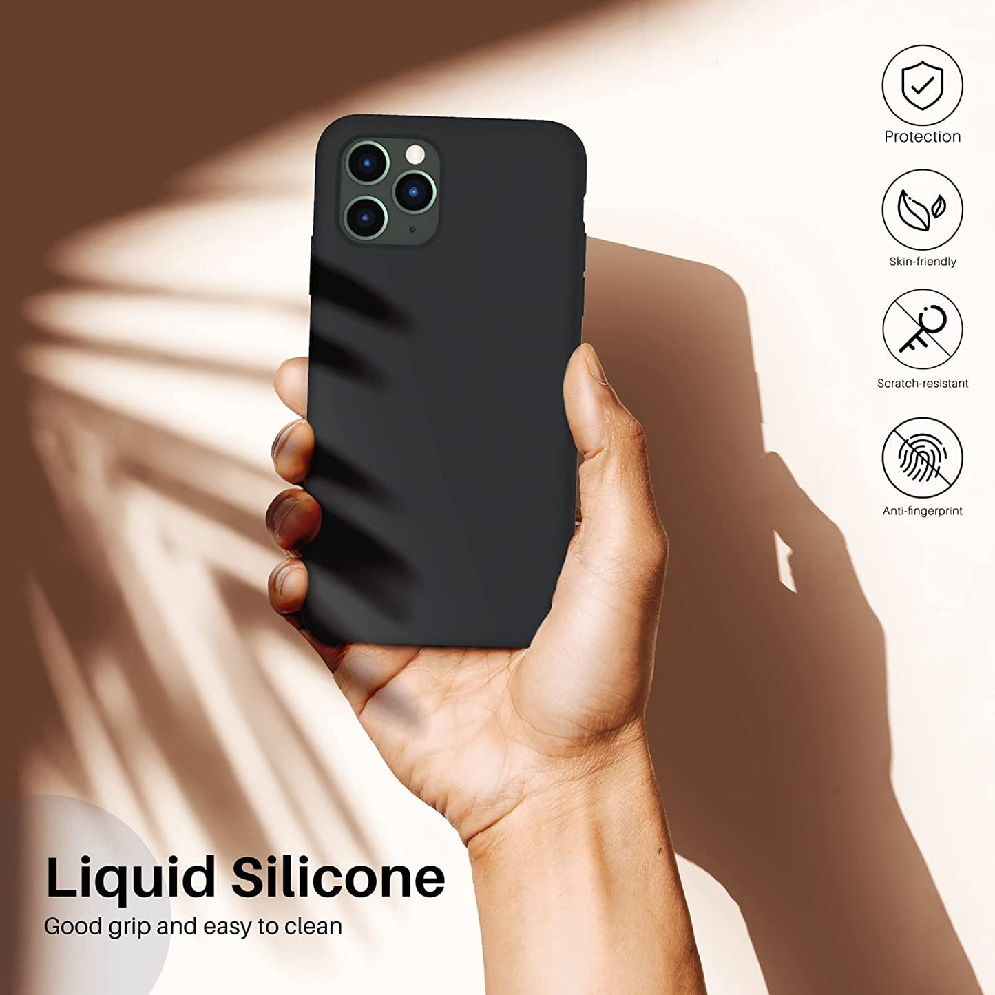 Liquid silicone case for 6.5-inch phone, color: black