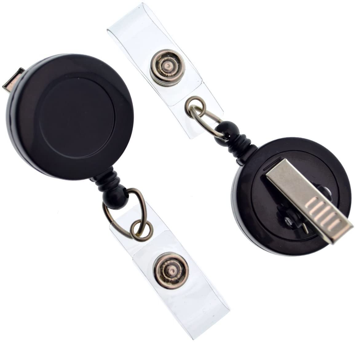 25 Retractable ID Reels, Alligator Clip, Vinyl Strap, (Black)