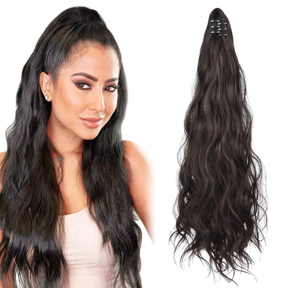 1 pack ponytail extension (24inch, black brown)