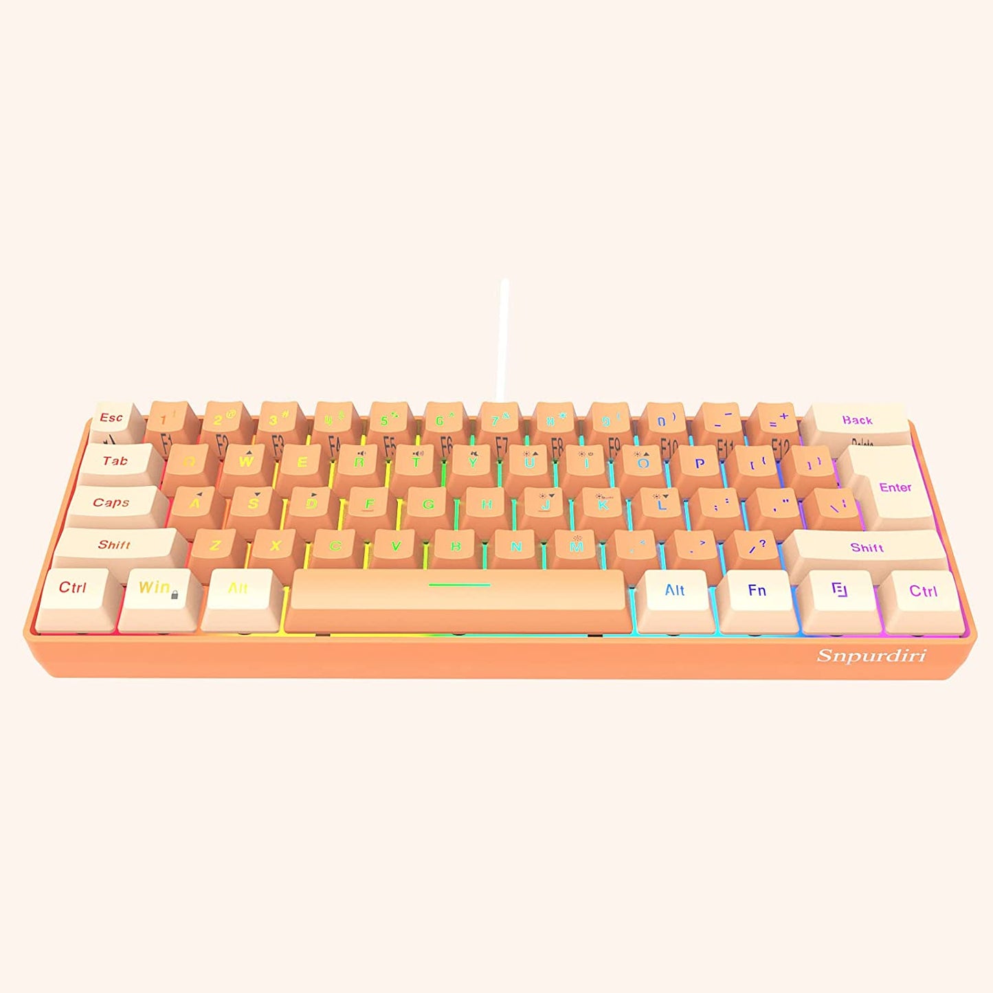 Ultra-compact RGB Mini Keyboard, Cream and Orange