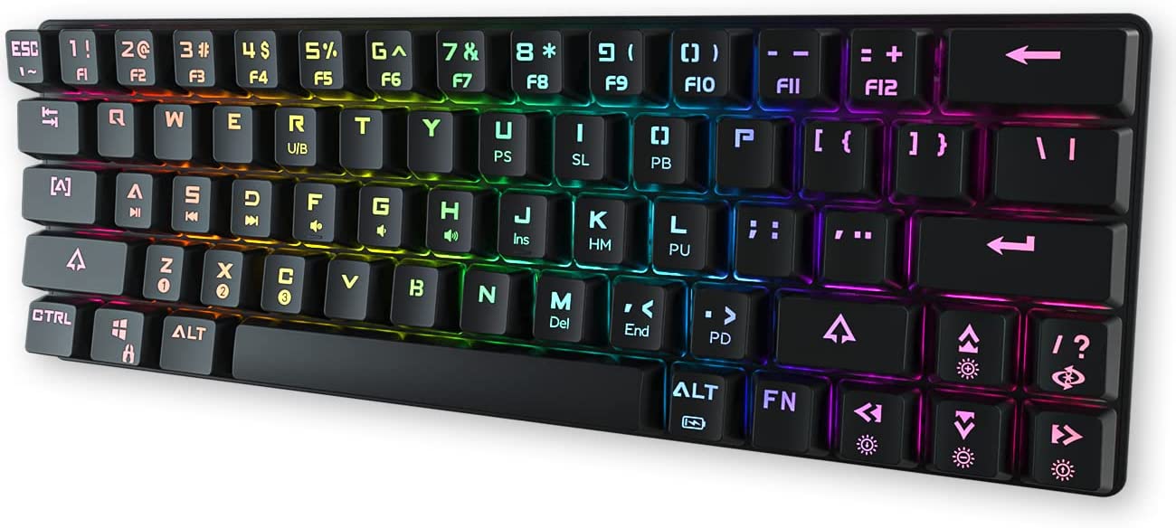 Wired and Wireless Gaming Keyboard with RGB LED Backlight, Brown