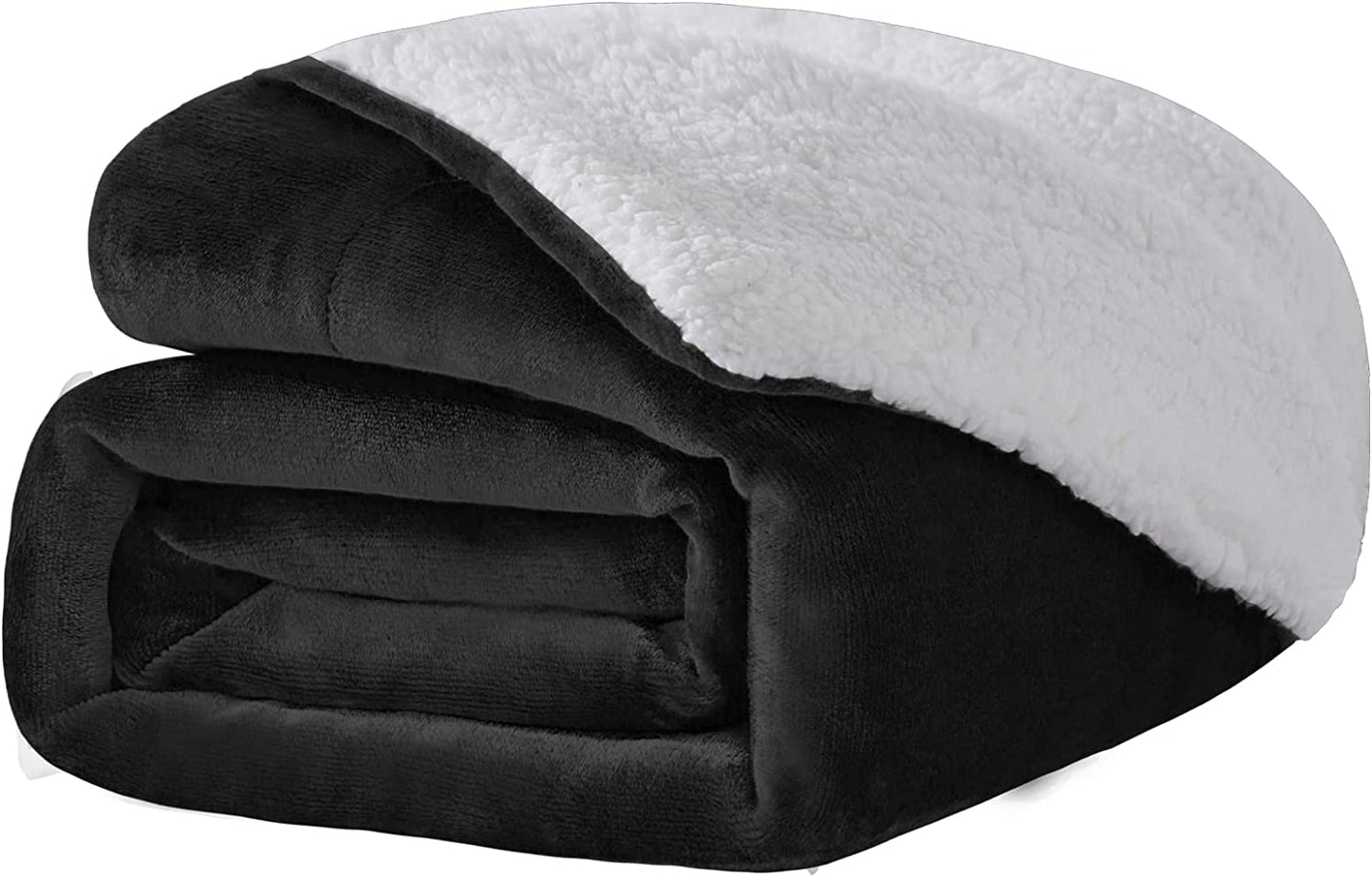 Sherpa Fleece Blanket,Twin(60" x 80")", Ash Black