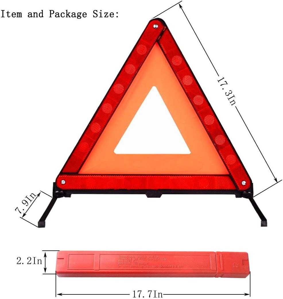 Set of 3 safety triangles with emergency warning reflector