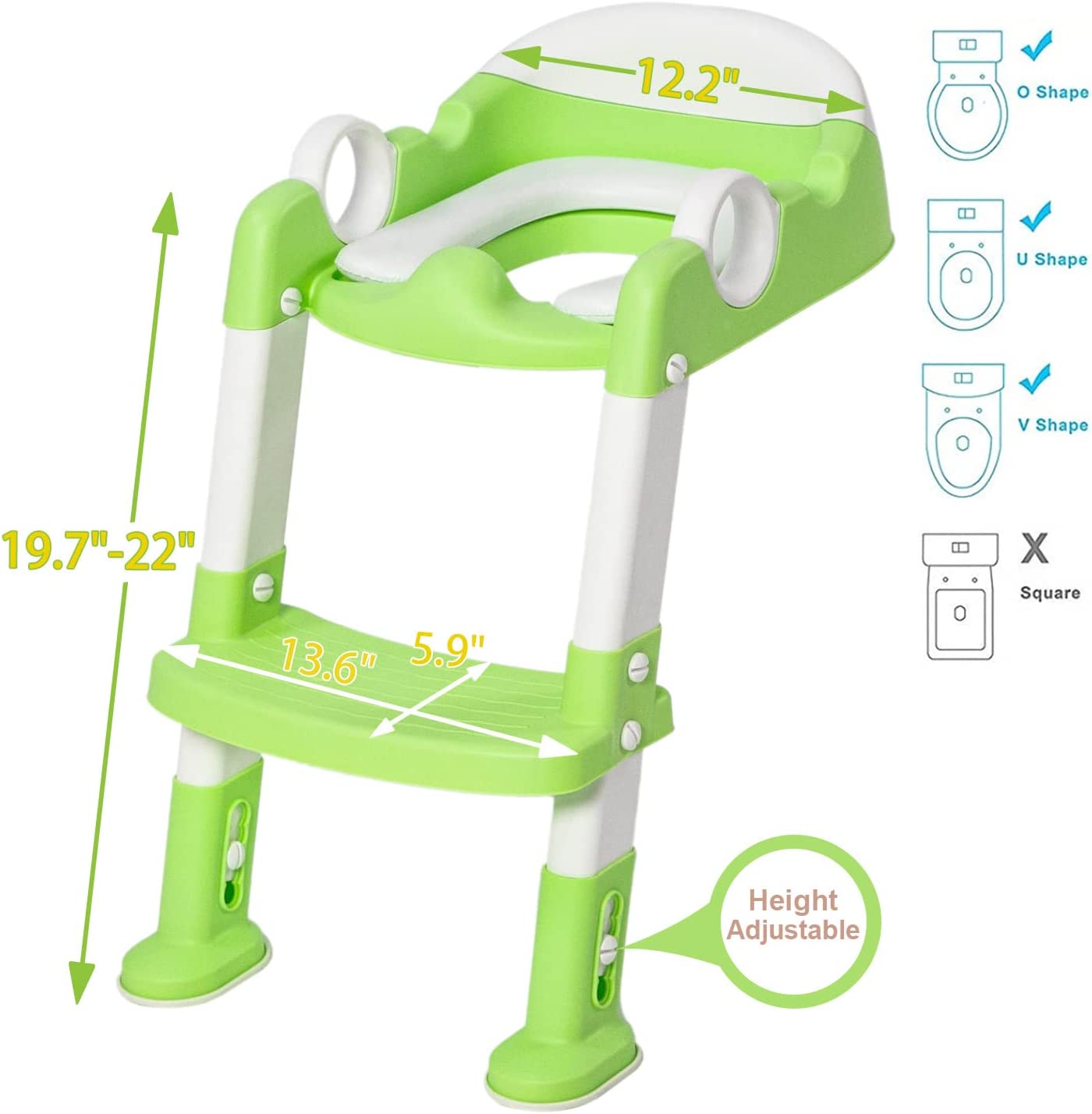 Training Toilet Seat with Stool Ladder, (Green)