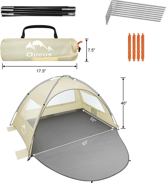 Portable camping tent for 2 or 3 people, Khaki