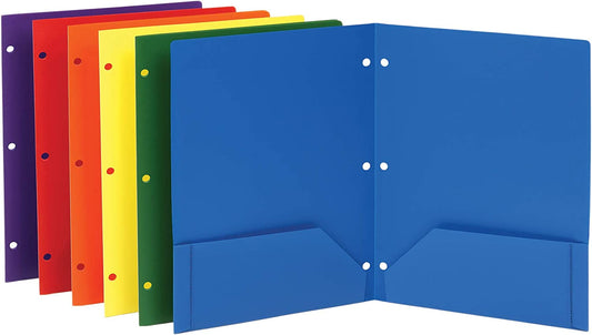 Plastic Portfolio, 2-Pocket Folders, 6-Pack