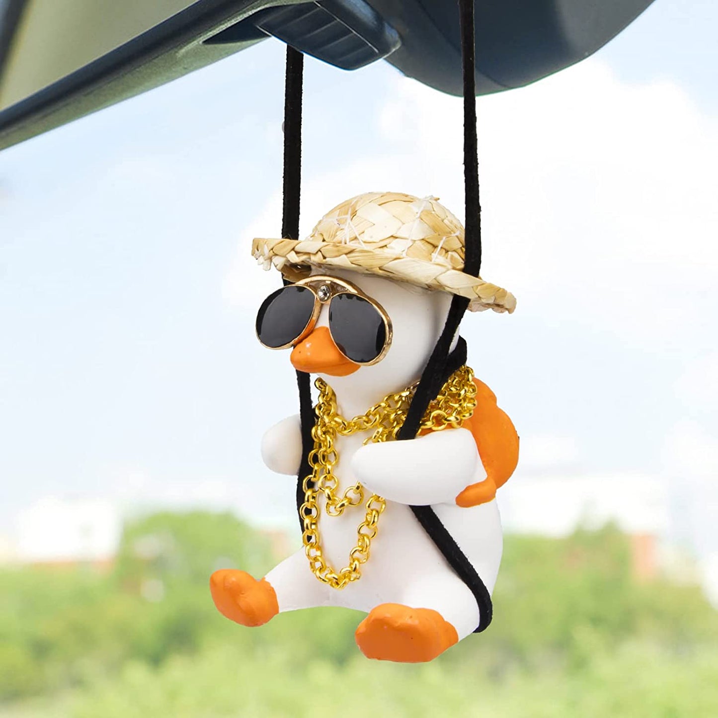 Pendant Cute Duck  For Car Decoration, (S-sunglasses&necklace)