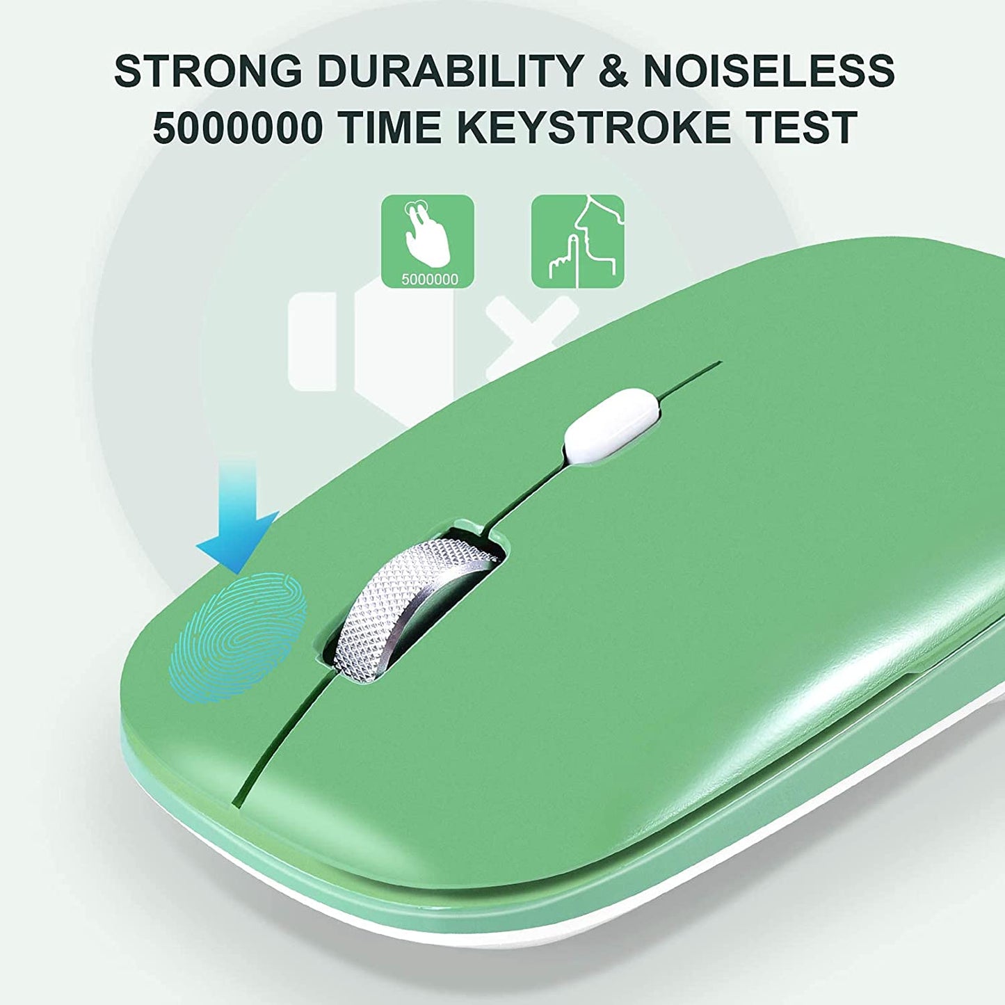 Slim and Silent Wireless Mouse with USB Receiver, Green