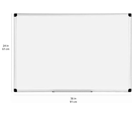 Magnetic Dry Erase Board, Aluminum Frame, 24" x 36"