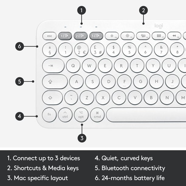 Multi-device Bluetooth keyboard with compact and slim profile