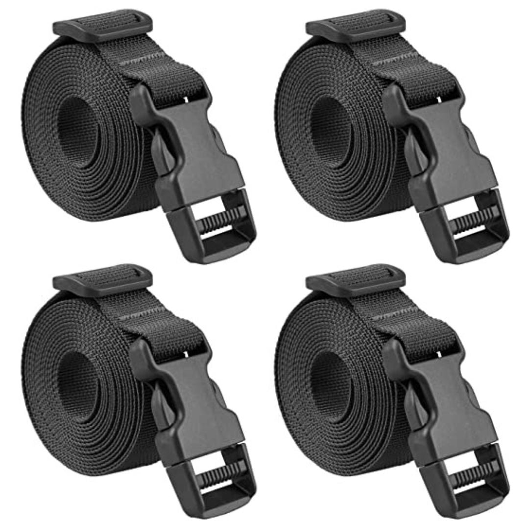 Packing Straps, 1 Inch Adjustable Belt, (Color: Black, 4-Pack)