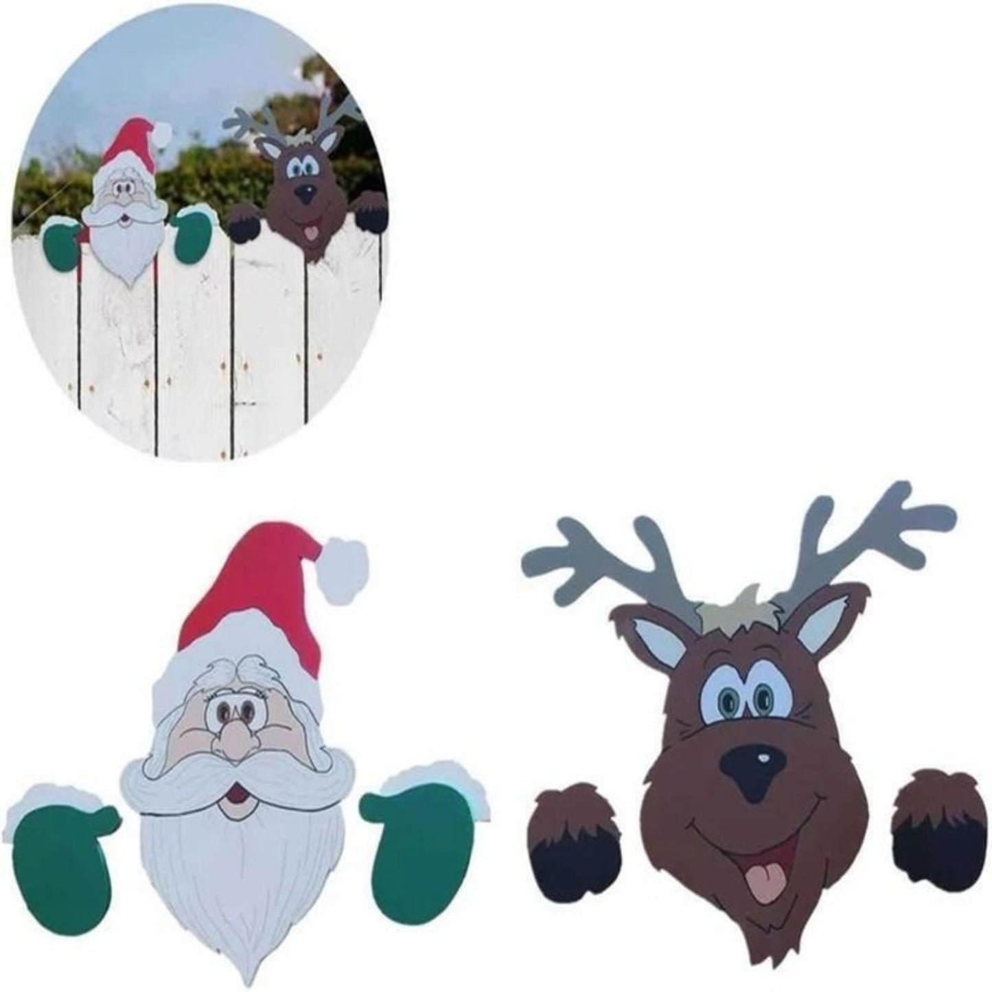 2 Pieces Christmas Fence Decoration Santa Claus