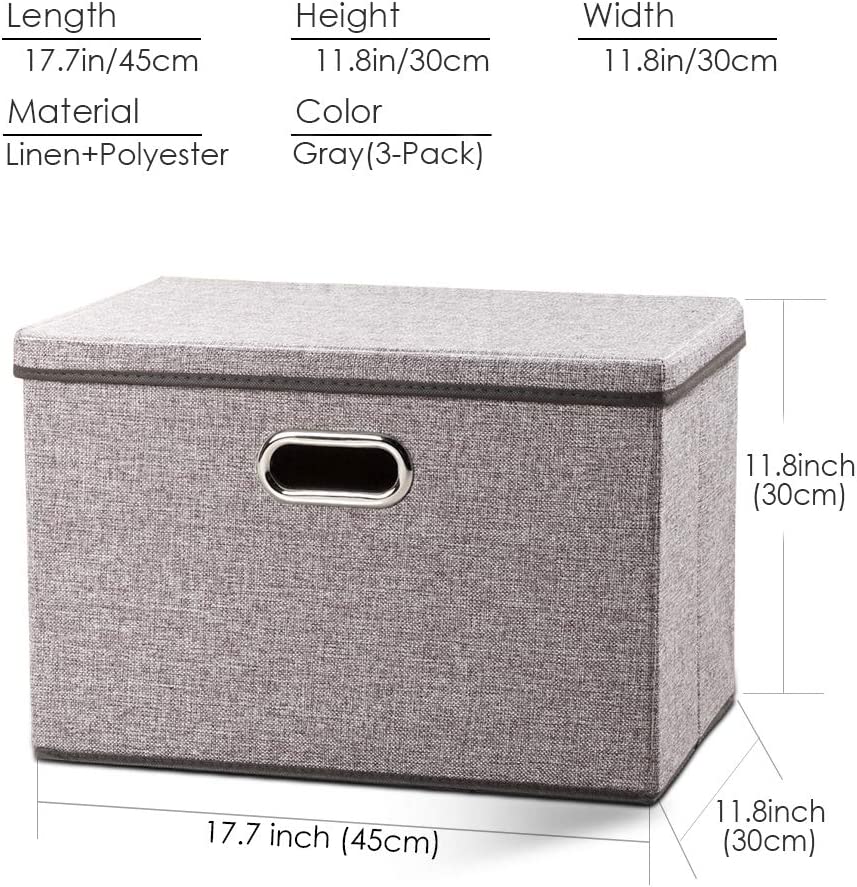 3-Pack Fabric Office Storage Boxes (17.7 x 11.8 x 11.8")