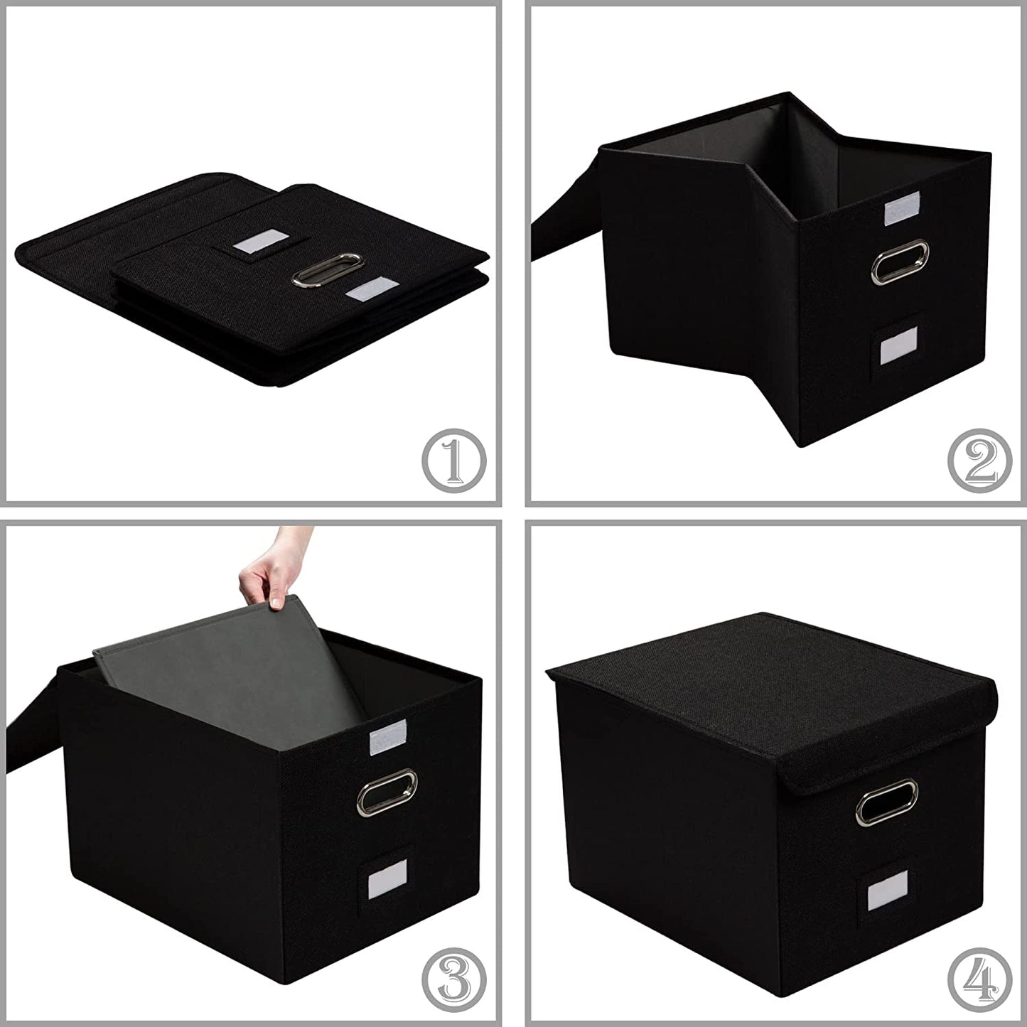 Set of 2 File Organizer Box, Color (Black)