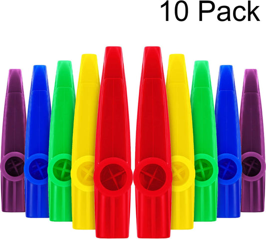 Kazoo Plastic Musical Instruments, (5 Colors, 10 Pieces)