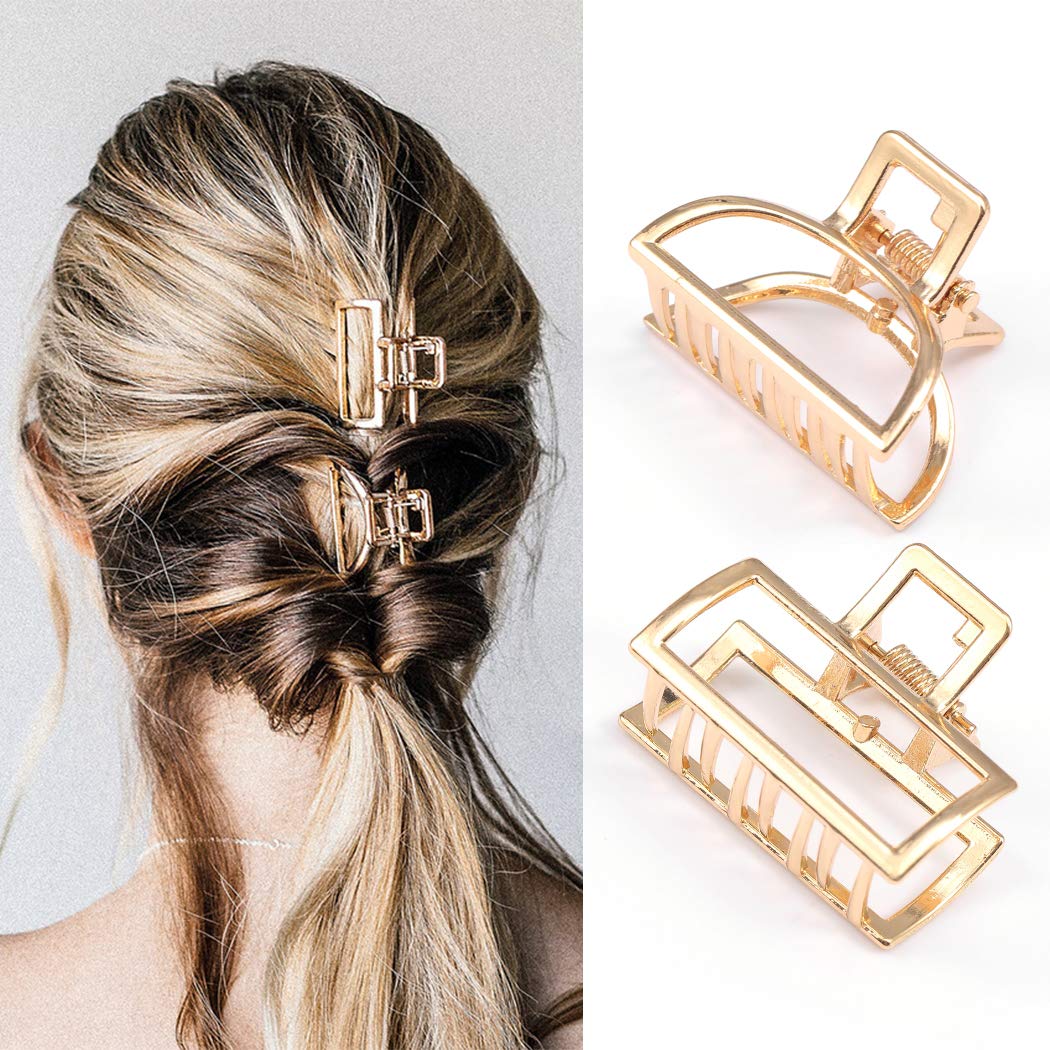 Mini Non-slip Hair Clips, 2 PCS, (Gold)