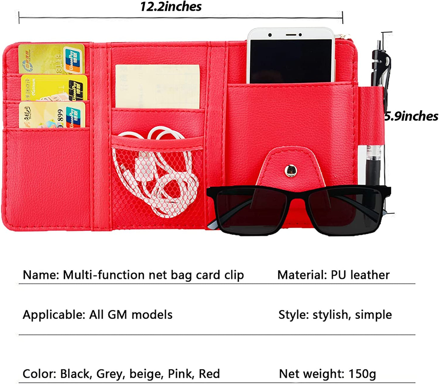 Car Sun Visor Document Organizer (Red)