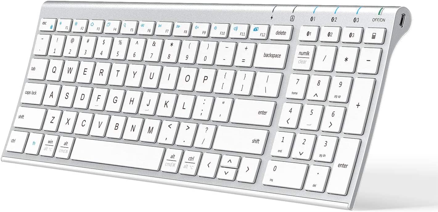 Rechargeable Bluetooth 5.1 Multi-Device Keyboard, silver